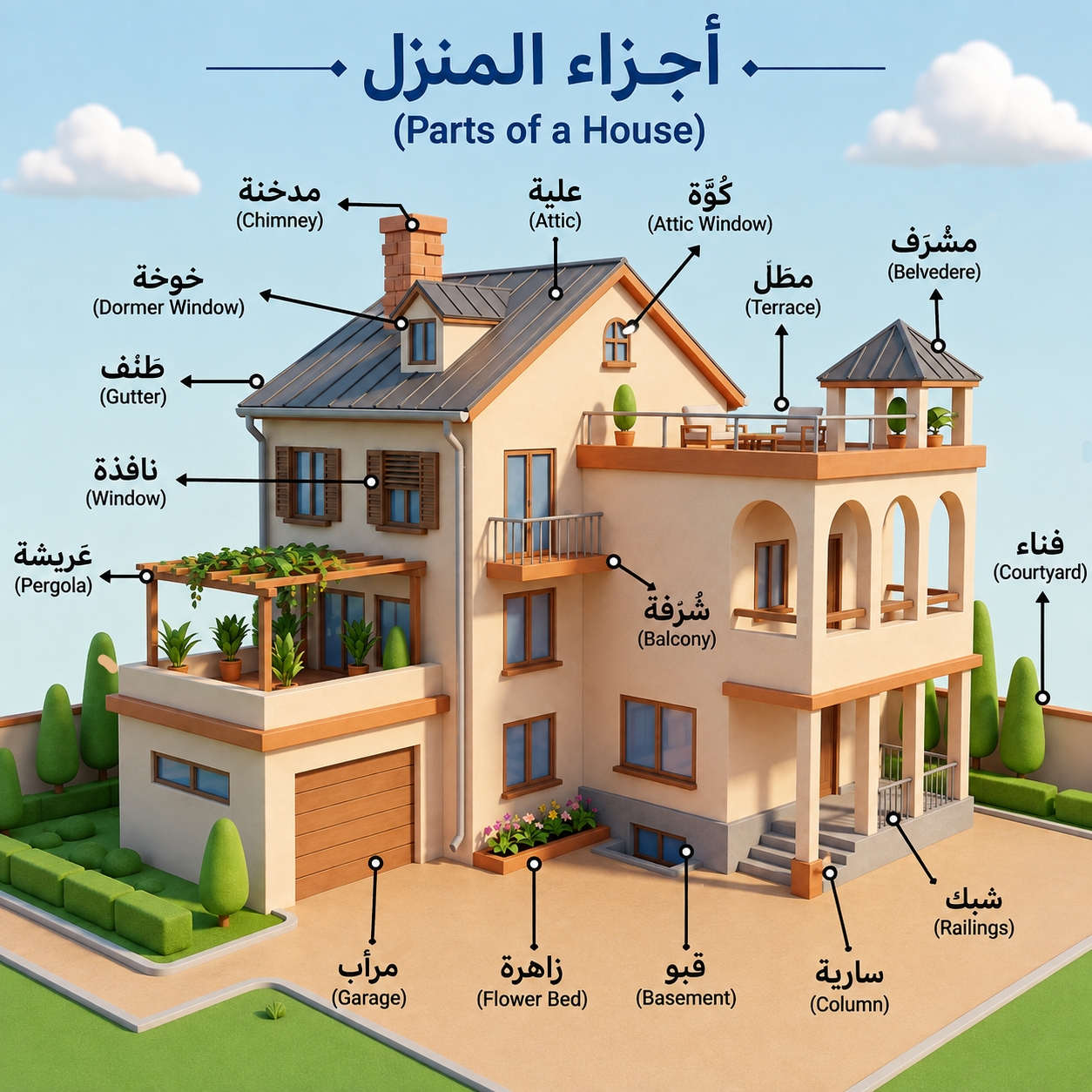أجزاء المنزل (Parts of a House)